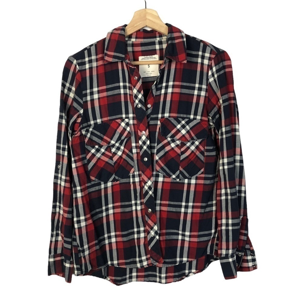 Zara Red & Blue Plaid Long Sleeve Button Down S